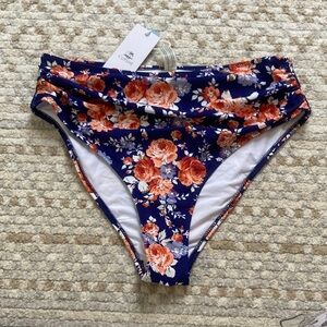 NWT Cupshe Blue Floral Swim Bottoms